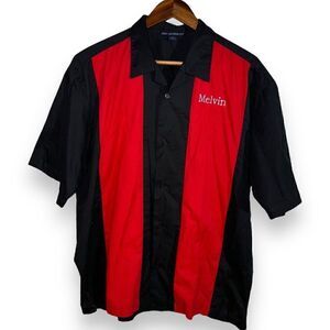 90s Style Bowling Embroidery Camp Collar Shirt Size L